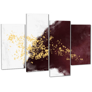 Abstract Red Gold Watercolour Canvas Art Pictures