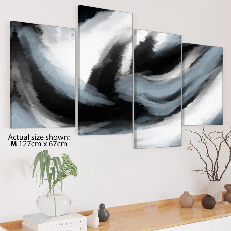 Abstract Light Blue Grey Oil Paint Effect Canvas Art Pictures