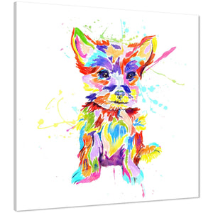 Yorkshire Terrier Pet Dog Canvas Wall Art Picture - Multi Coloured
