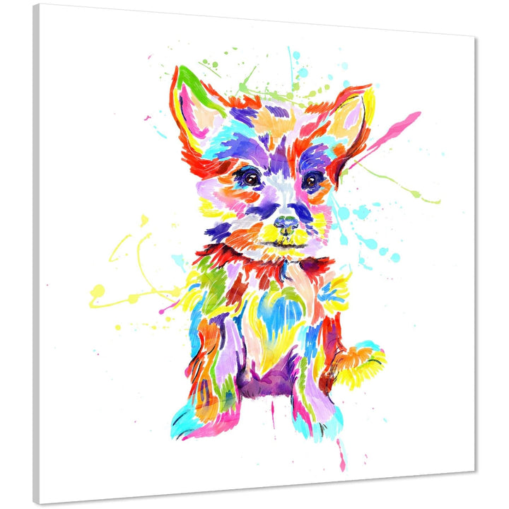 Yorkshire Terrier Pet Dog Canvas Wall Art Picture - Multi Coloured - 1s871S