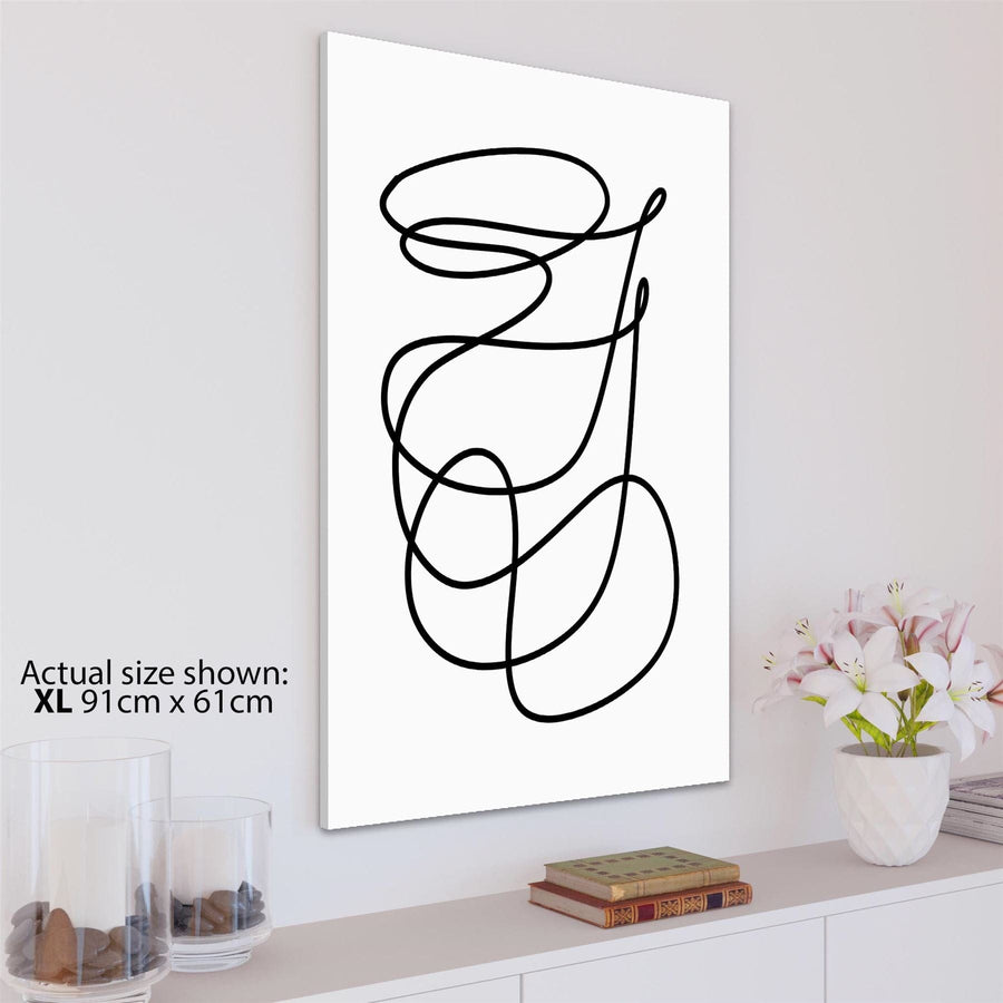 Abstract Black and White Swirls Line Drawing Canvas Art Pictures