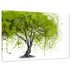 Painted Trees Canvas Wall Art Picture Green Black