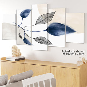 Blue Natural Leaves Floral Canvas Art Prints
