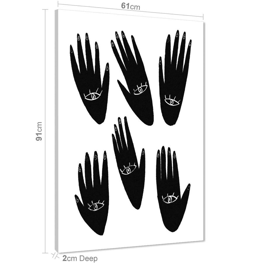 Abstract Black and White Hands Line Art Canvas Art Pictures