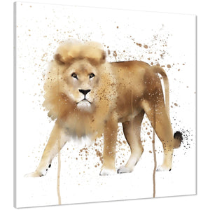 Lion Canvas Wall Art Picture - Brown