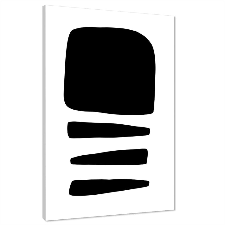 Abstract Black and White Block and Lines Design Canvas Wall Art Print - 1RP1448M