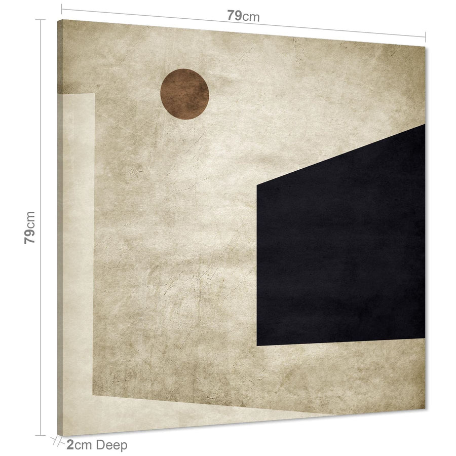 Abstract Beige Black Circle Square Design Canvas Art Prints