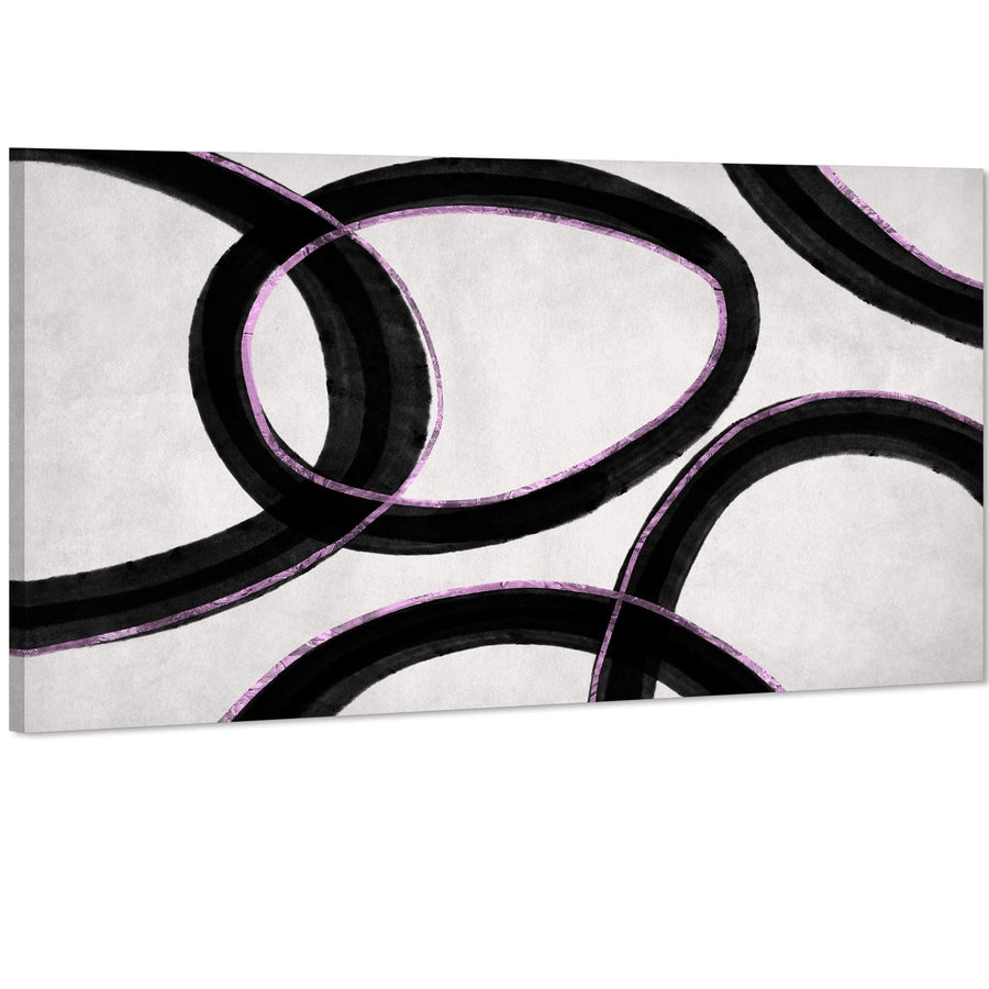 Abstract Black and White Pink Loops Framed Wall Art Print