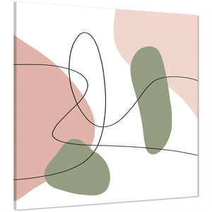 Abstract Pink Sage Green Artwork Canvas Wall Art Picture