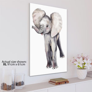 Baby Elephant Canvas Art Prints - Grey