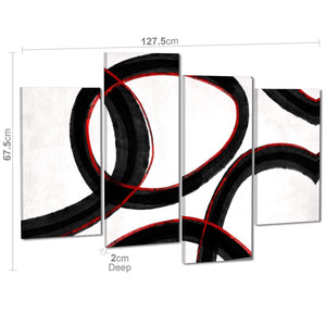 Abstract Black and White Red Illustration Canvas Art Prints