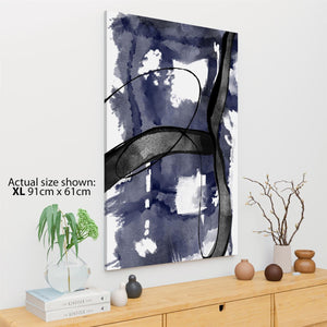 Abstract Blue Black Watercolour Canvas Art Prints