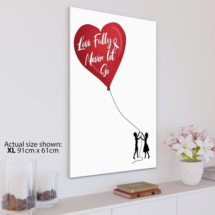 Love Balloon Quote Word Art - Typography Canvas Print Red Black