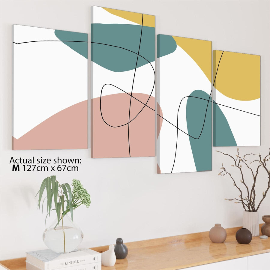 Abstract Yellow Pink Design Canvas Art Pictures