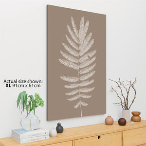 Beige Fern Leaf Floral Canvas Wall Art Print