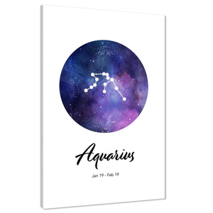 Astrology Zodiac Sign Aquarius Framed Wall Art Print  Blue