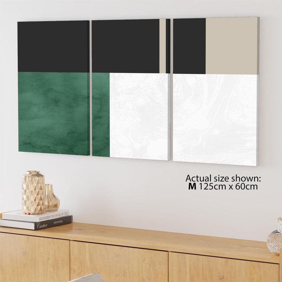 Abstract Green Grey Watercolour Canvas Wall Art Picture