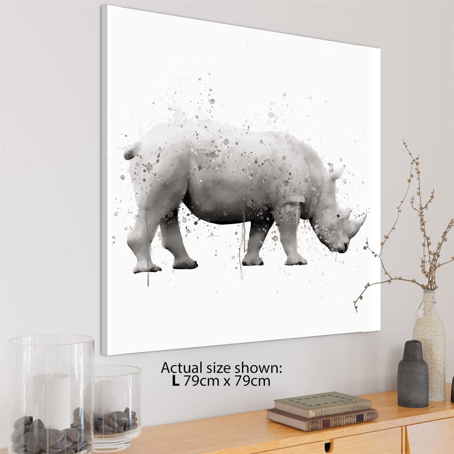 Rhinoceros Canvas Art Pictures - Grey White