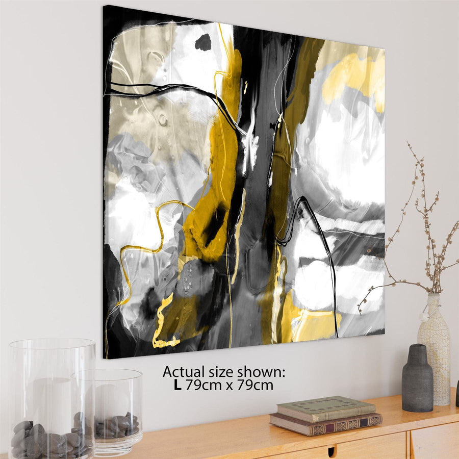 Abstract Mustard Grey Illustration Framed Art Pictures