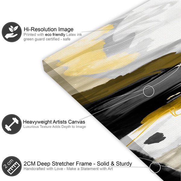 Abstract Mustard Grey Illustration Framed Art Pictures