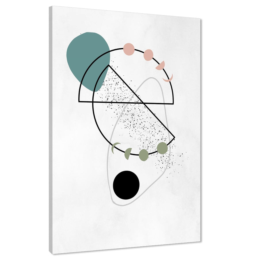 Abstract Teal Pink Circles and Lines Canvas Art Prints