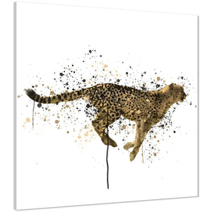 Cheetah Canvas Wall Art Picture - Yellow Black