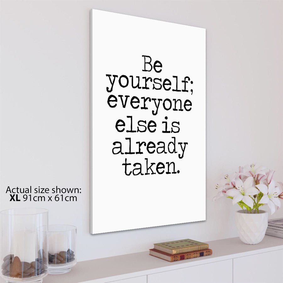Be Yourself Quote Word Art - Typography Canvas Print Black and White