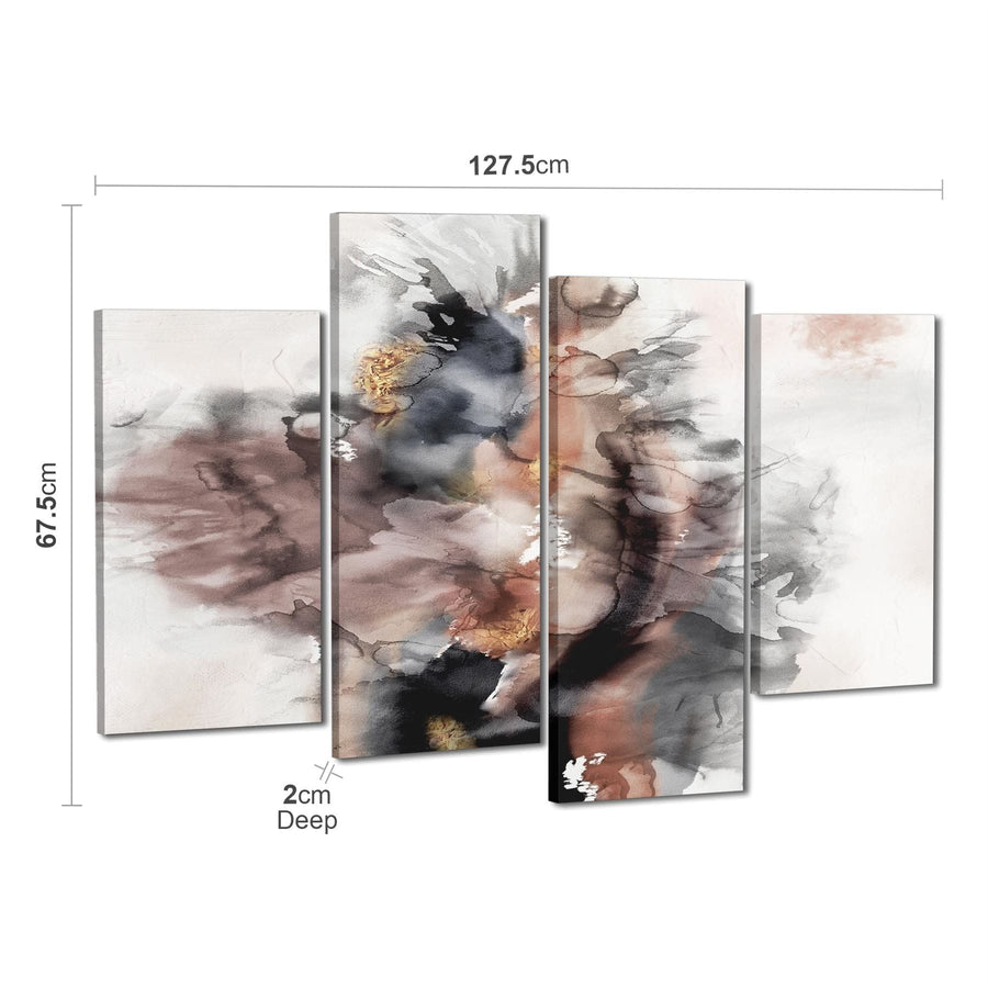 Abstract Pink Grey Graphic Artwork Canvas Canvas Art Prints - - 127.5x67.5cm