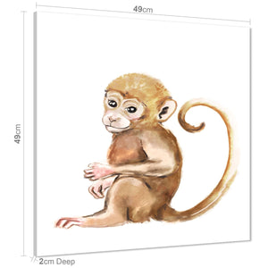 Baby Monkey Canvas Art Prints - Brown