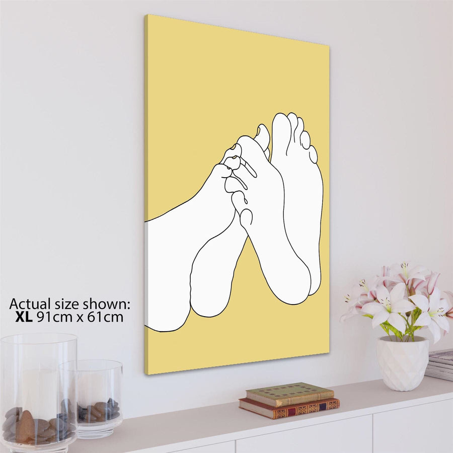 Yellow White Figurative Playful Feet Canvas Art Pictures
