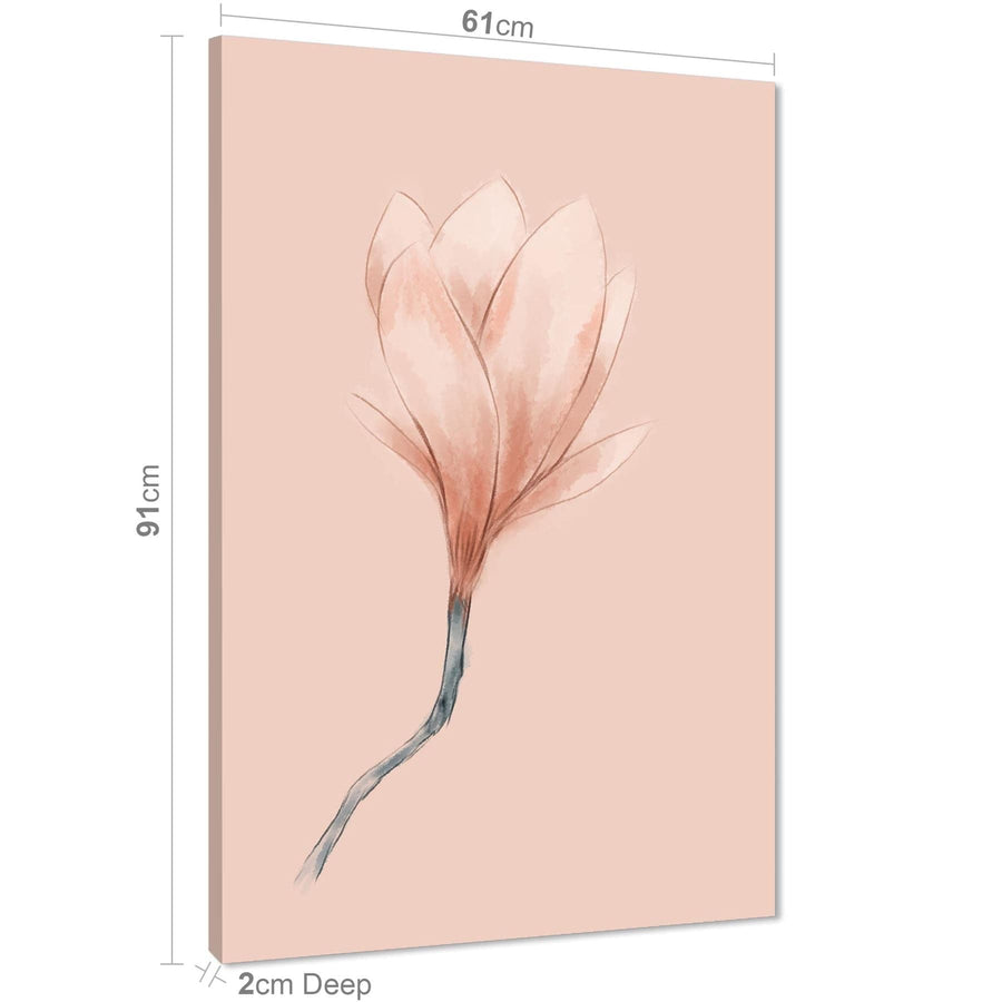 Pink Magnolia Flower Floral Canvas Wall Art Print