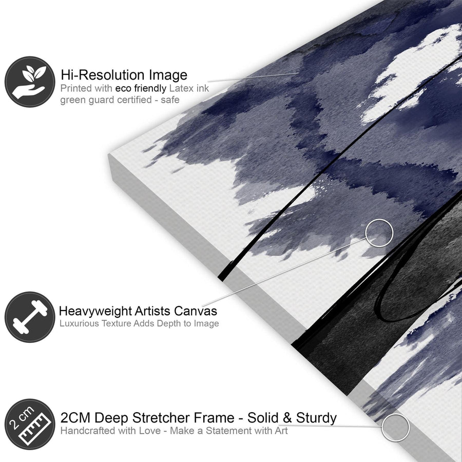 Abstract Blue Black Watercolour Canvas Art Prints