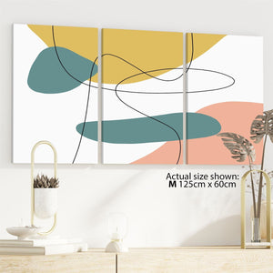 Abstract Yellow Teal Watercolour Canvas Art Pictures