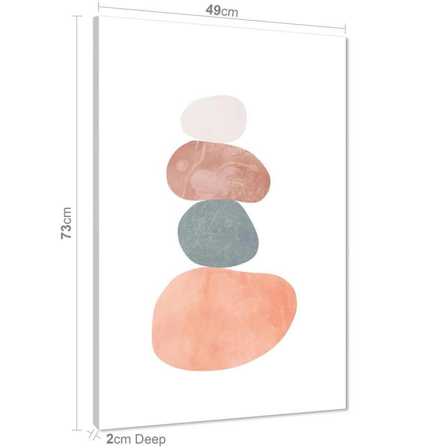 Abstract Coral Grey Stones Canvas Wall Art Picture