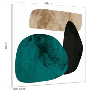 Abstract Brown Teal Watercolour Canvas Wall Art Picture