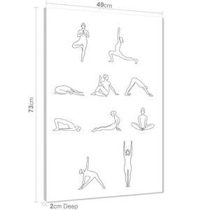 Black and White Figurative Yoga Poses Positions Canvas Art Prints