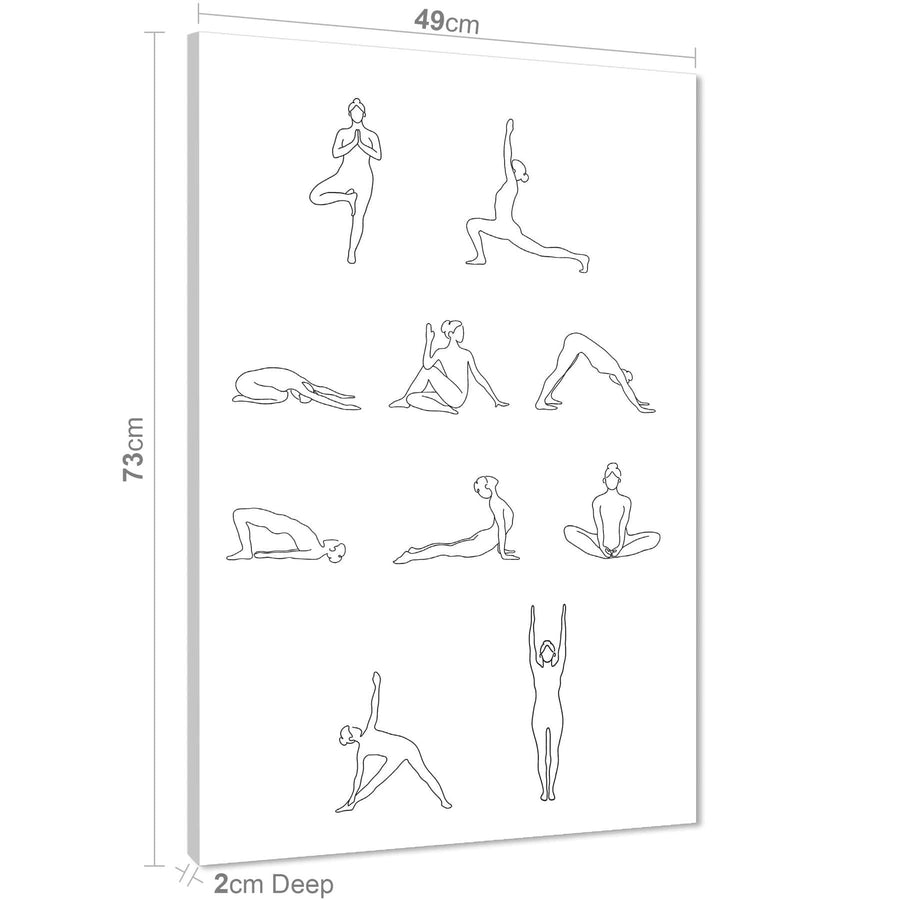 Black and White Figurative Yoga Poses Positions Canvas Art Prints