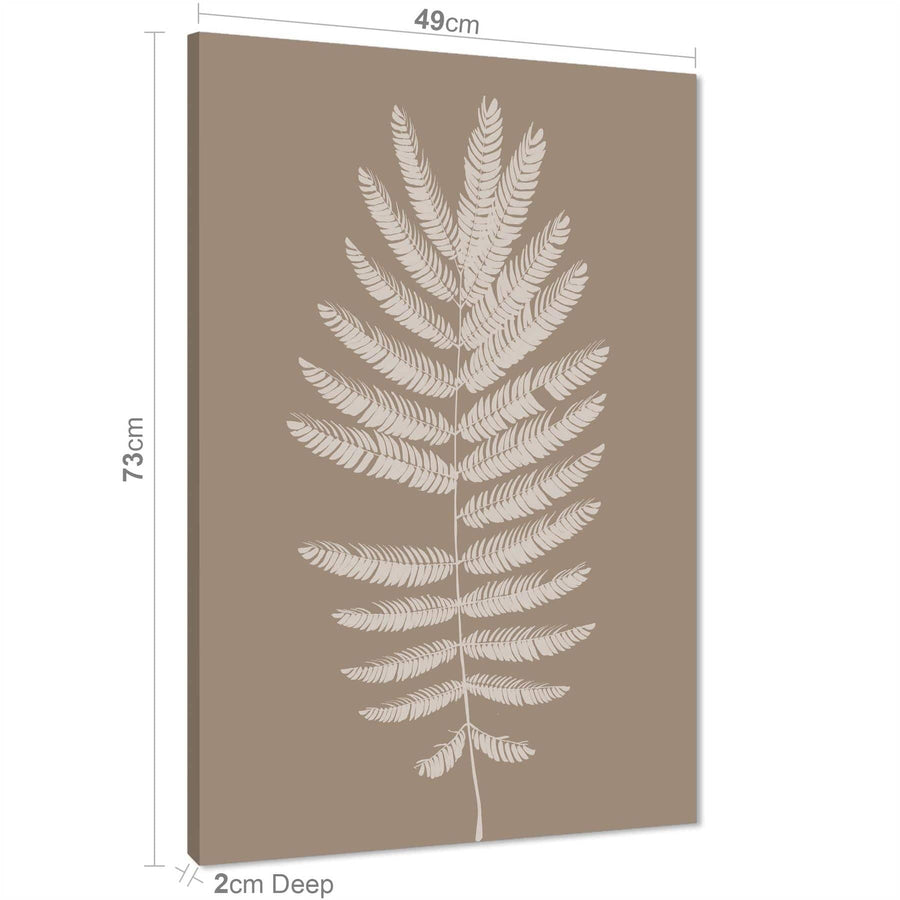 Beige Fern Leaf Floral Canvas Wall Art Print