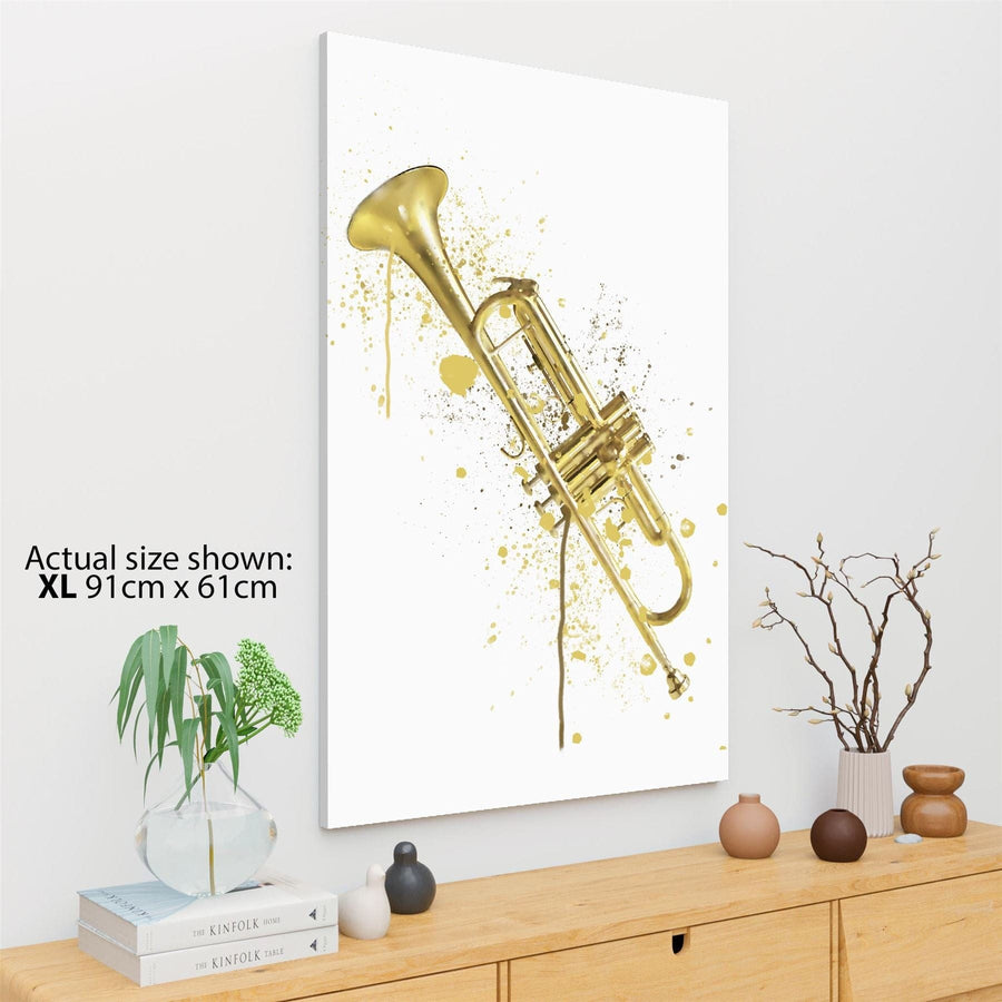 Trumpet Canvas Art Prints Yellow Music Themed
