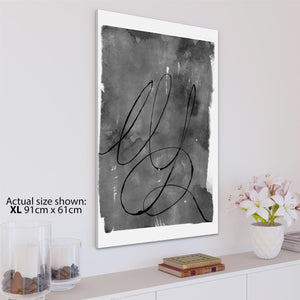 Abstract Grey Black Watercolour Expression Canvas Art Prints