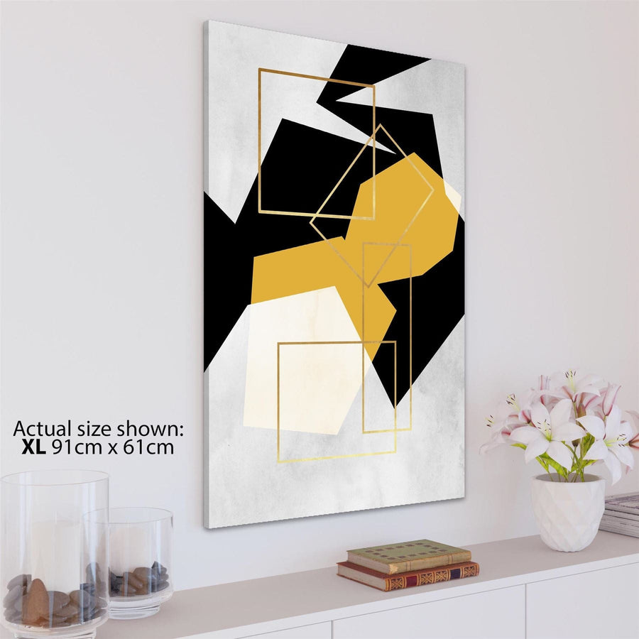 Mustard Yellow Black Geometric Canvas Art Pictures