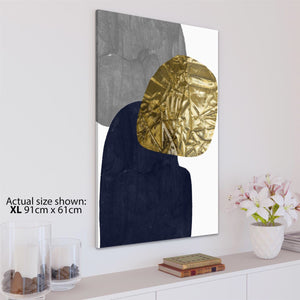 Abstract Navy Blue Gold Watercolour Painting Canvas Wall Art Picture