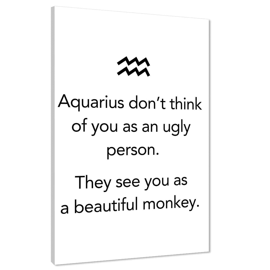 Zodiac Quote Aquarius Framed Wall Art Picture  Black and White