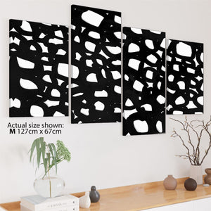 Abstract Black and White Honeycomb Painting Canvas Wall Art Print