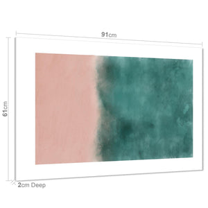 Abstract Teal Blush Pink Abstact Watercolour Canvas Wall Art Picture