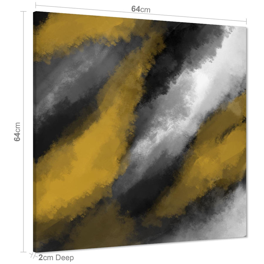 Abstract Mustard Yellow Grey Oil Paint Effect Canvas Art Prints