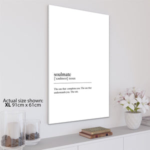 Soulmate Quote Word Art - Typography Canvas Print Black and White
