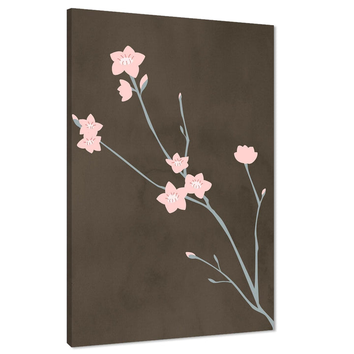 Pink Brown Cherry Blossom Floral Canvas Art Pictures - 1RP1468M