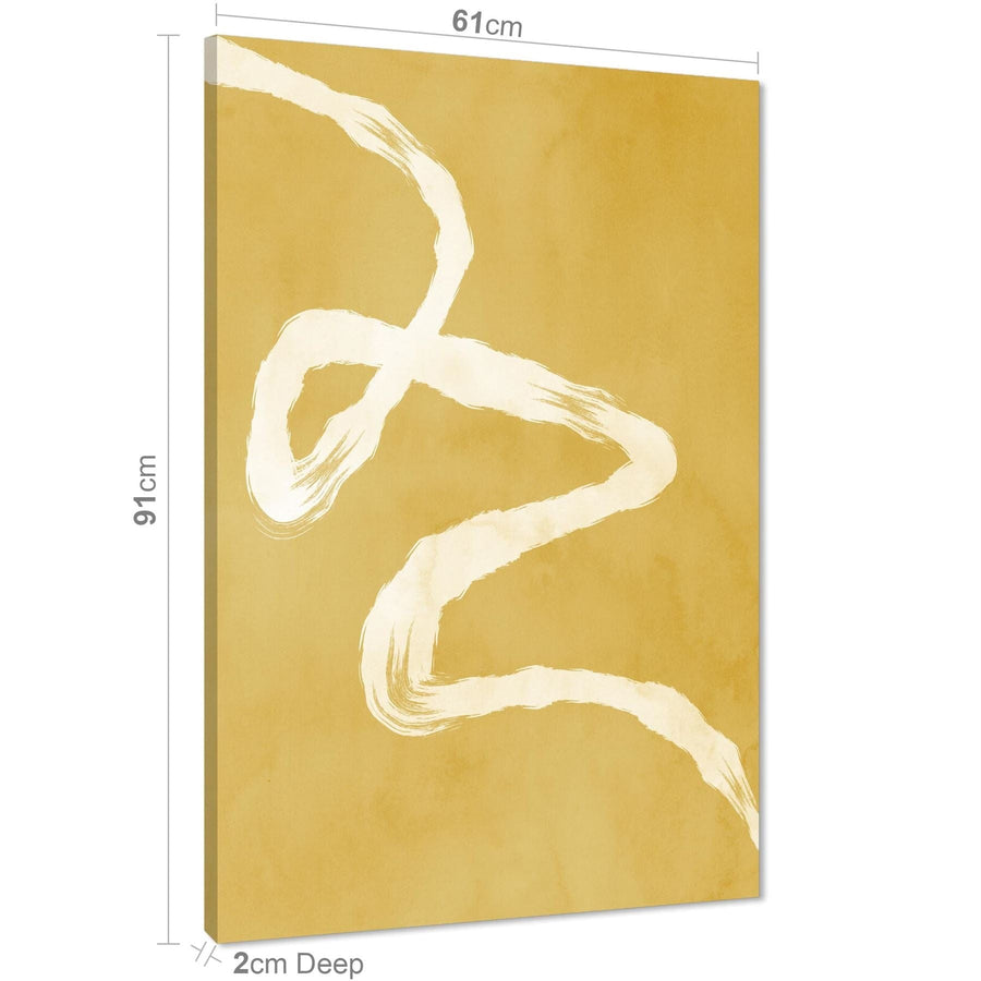 Abstract Mustard Yellow Artwork Canvas Wall Art Picture