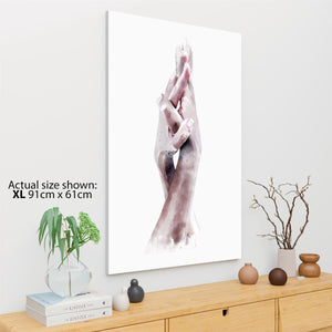 Blush Pink Figurative Loving Hands Peace Mindfulness Canvas Art Pictures